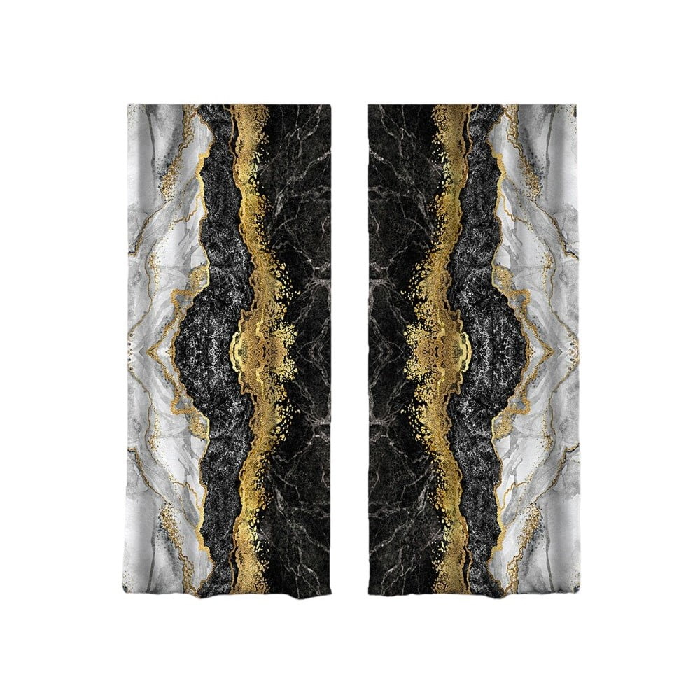 Fekete-aranyszínű függöny szett 2 db-os 140x260 cm – Mila Home