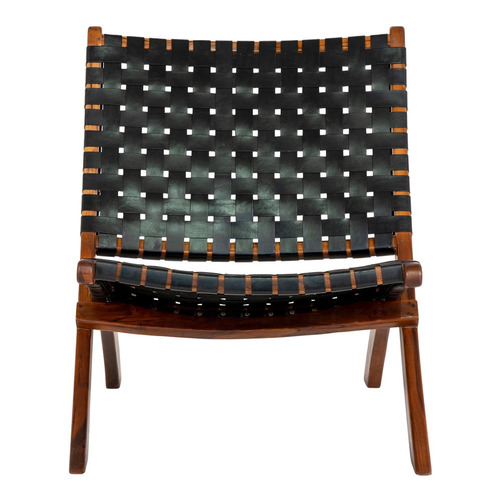 Fekete bőr fotel Perugia - House Nordic