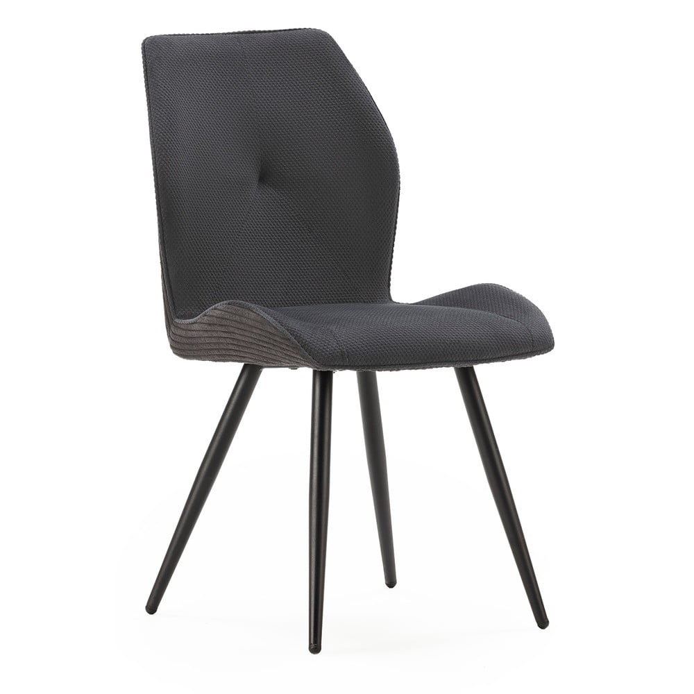 Fekete kordbársony étkezőszék szett 2 db-os Adaya – Marckeric