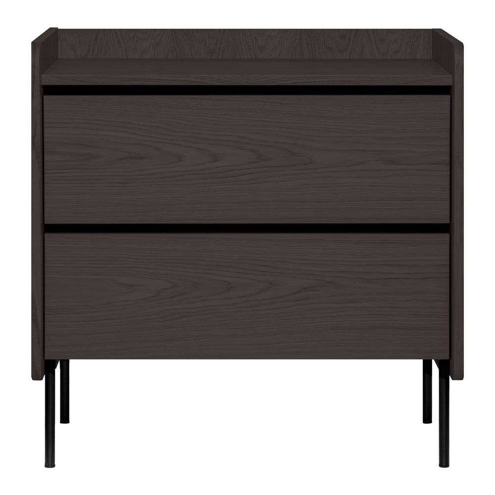 Fekete magas komód tölgyfa dekorral 80x82 cm Wrap – Bonami Selection