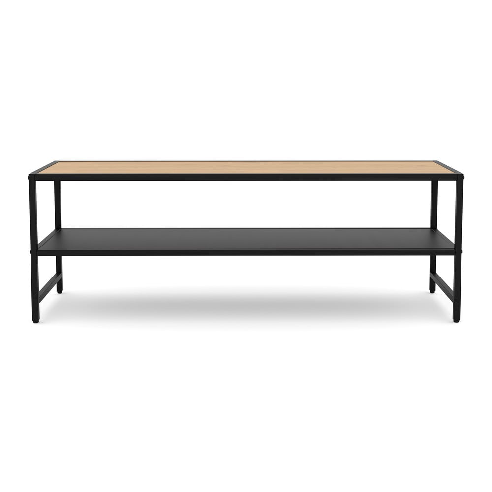 Fekete-natúr színű TV-állvány tölgyfa dekorral 120x40x35 cm Altino – Unique Furniture