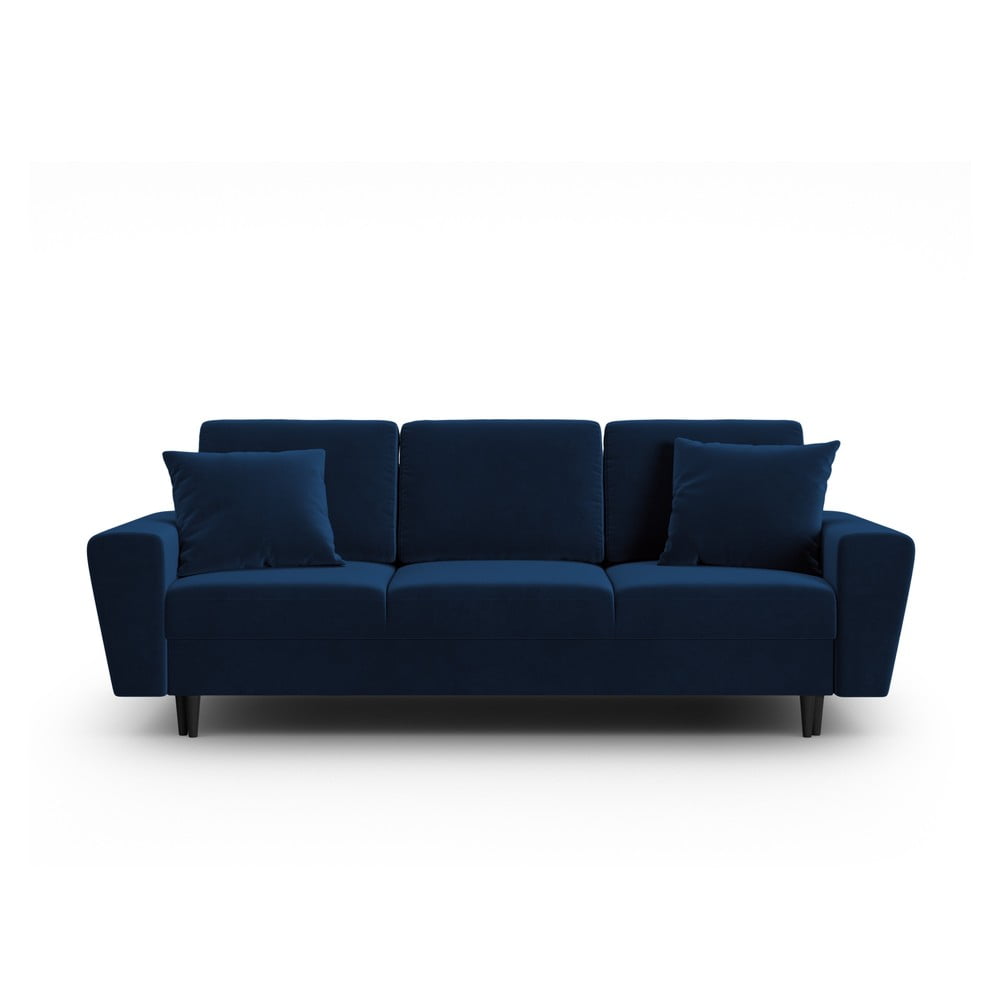 Kék bársony kinyitható tárolóhelyes kanapé 235 cm Kyoto – Cosmopolitan Design