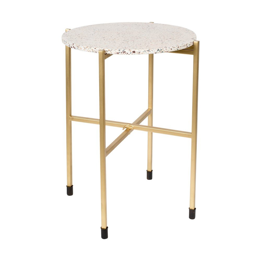 Kerek tárolóasztal terrazzo asztallappal ø 40 cm Mario – White Label