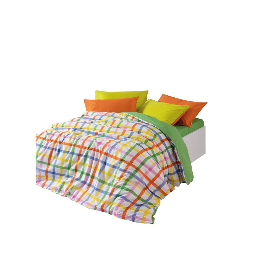 Kétszemélyes négyrészes hosszabbított renforcé pamut ágyneműhuzat lepedővel 200x220 cm Hype – Mijolnir