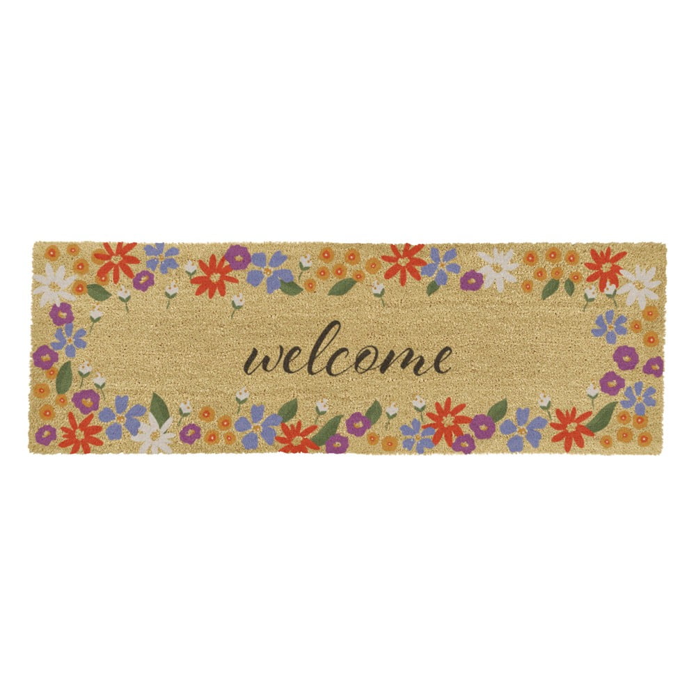 Kókuszrost lábtörlő 40x120 cm Welcome Floral – Artsy Doormats
