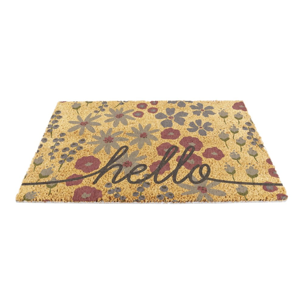 Kókuszrost lábtörlő 40x60 cm Hello Scribbly Floral – Artsy Doormats