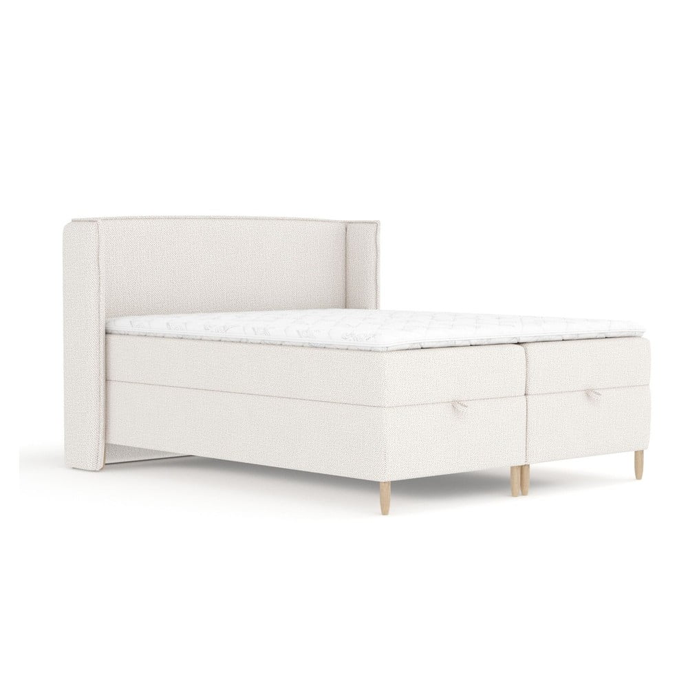 Krémszínű ágyneműtartós boxspring ágy 160x200 cm Monpelli – Maison de Rêve