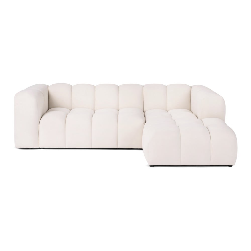 Krémszínű bársony sarokkanapé (jobb oldali-heverő résszel) Cube – Bonami Selection