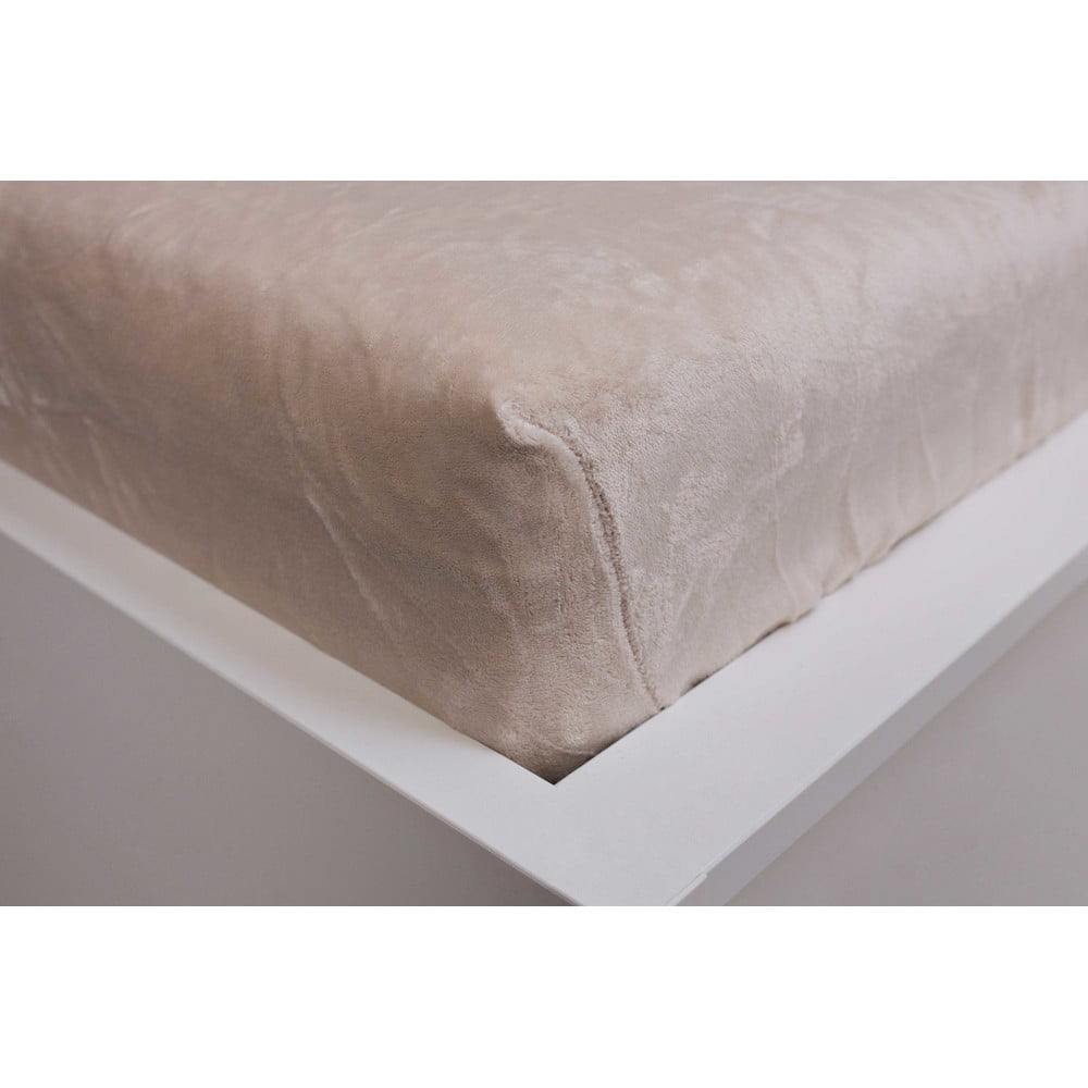 Krémszínű gumis mikroflanel lepedő 90x200 cm Basic – Jerry Fabrics