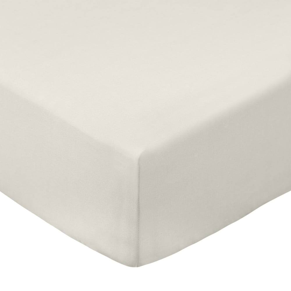 Krémszínű gumis pamut-perkál lepedő 90x190 cm Cotton Percale – Bianca
