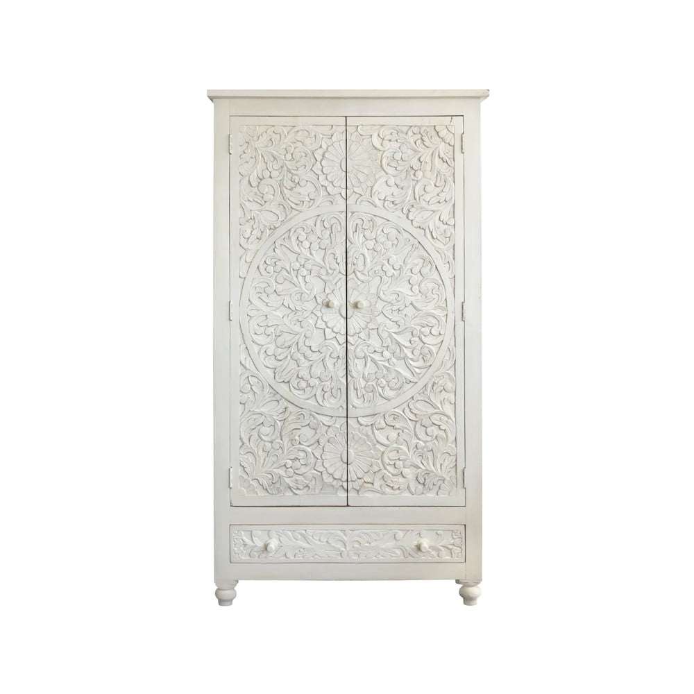 Krémszínű mangófa ruhásszekrény 180x40 cm Kalhana – Støraa