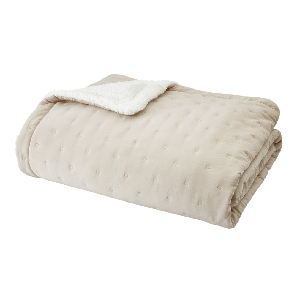 Krémszínű sherpa steppelt ágytakaró 220x230 cm Cosy Nori – Catherine Lansfield