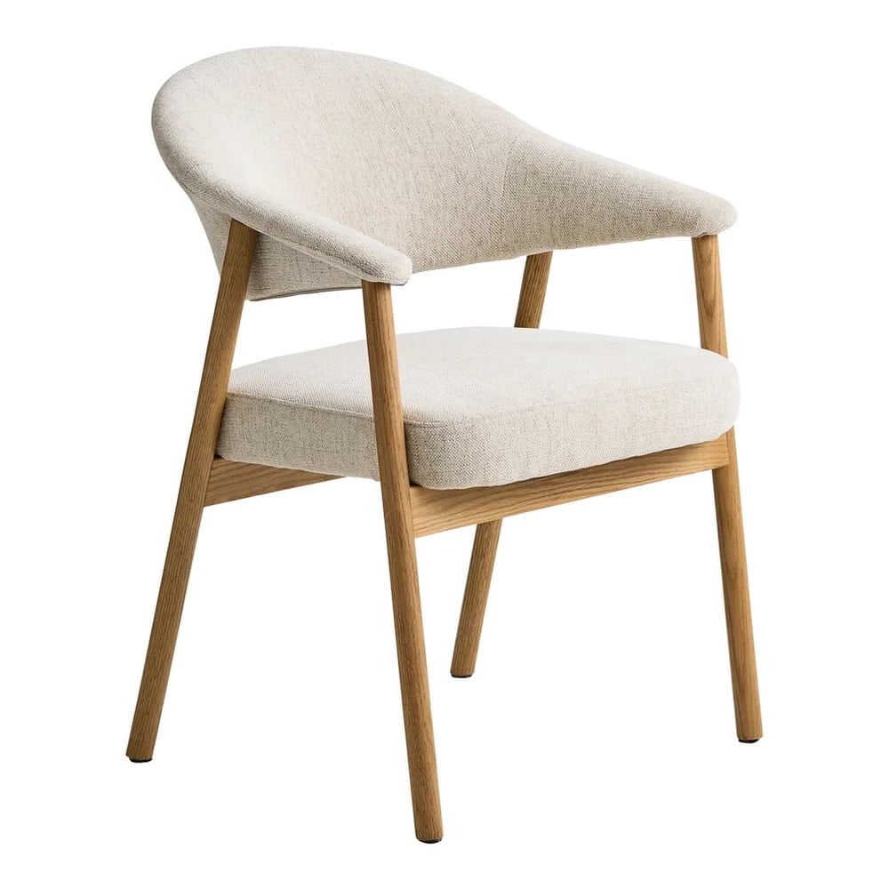 Krémszínű tölgyfa karfás étkezőszék szett 2 db-os Elk – Unique Furniture