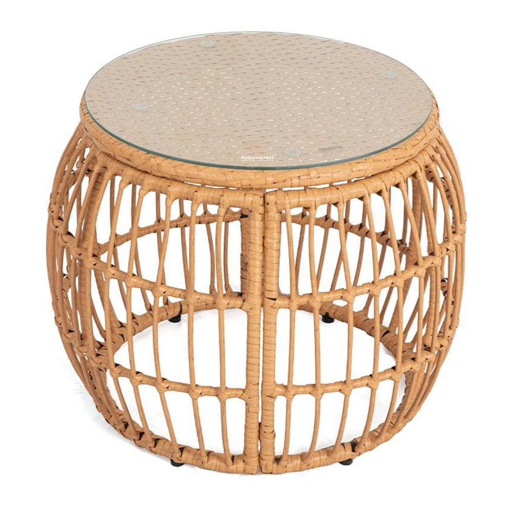 Műrattan kerek kerti tárolóasztal ø 55