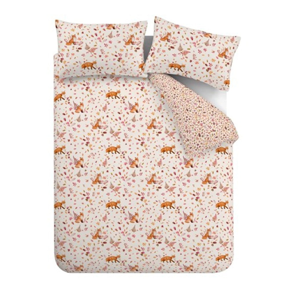 Narancssárga-bézs kétszemélyes ágyneműhuzat 200x200 cm Woodland Fox – Catherine Lansfield