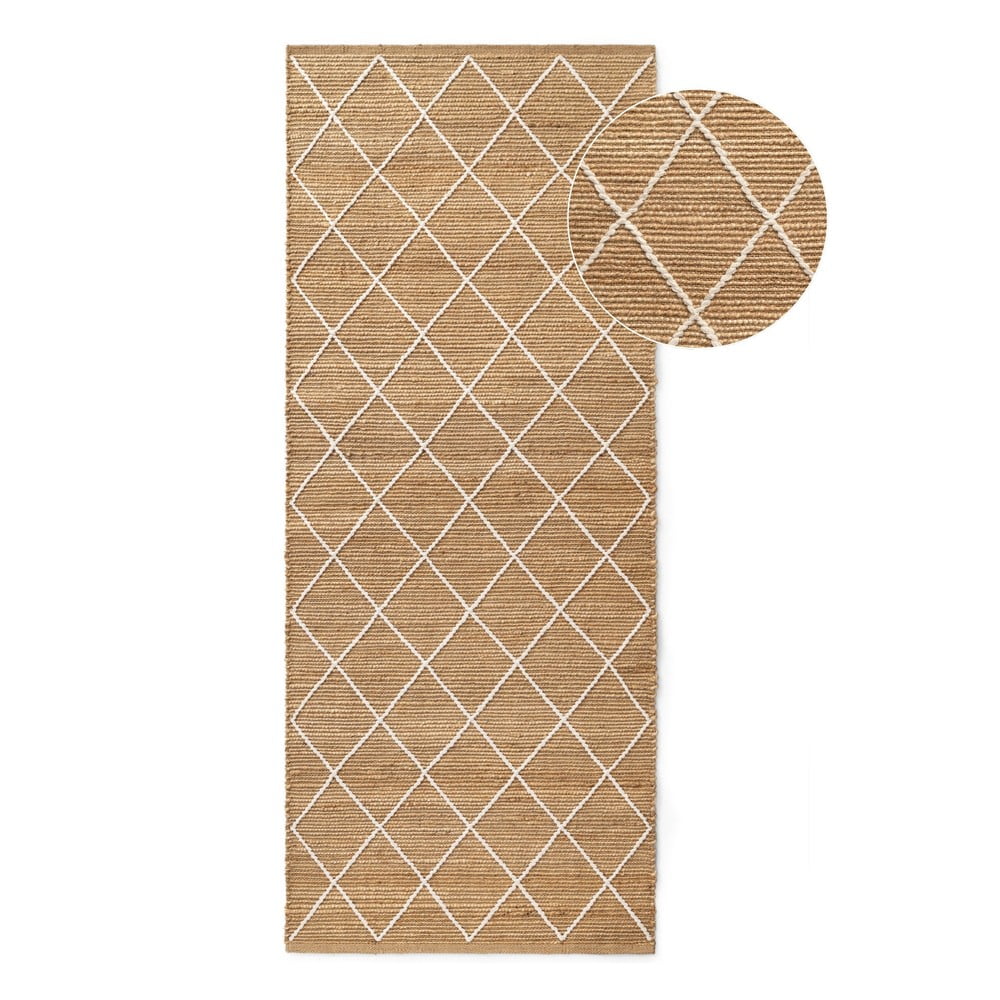 Natúr színű kézi szövésű juta futószőnyeg 80x200 cm Kunu – Hanse Home