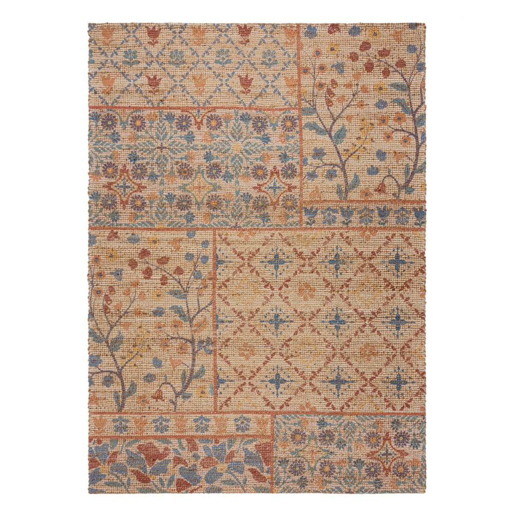 Natúr színű kézi szövésű jutakeverék szőnyeg 160x230 cm Taylor Patchwork – Flair Rugs