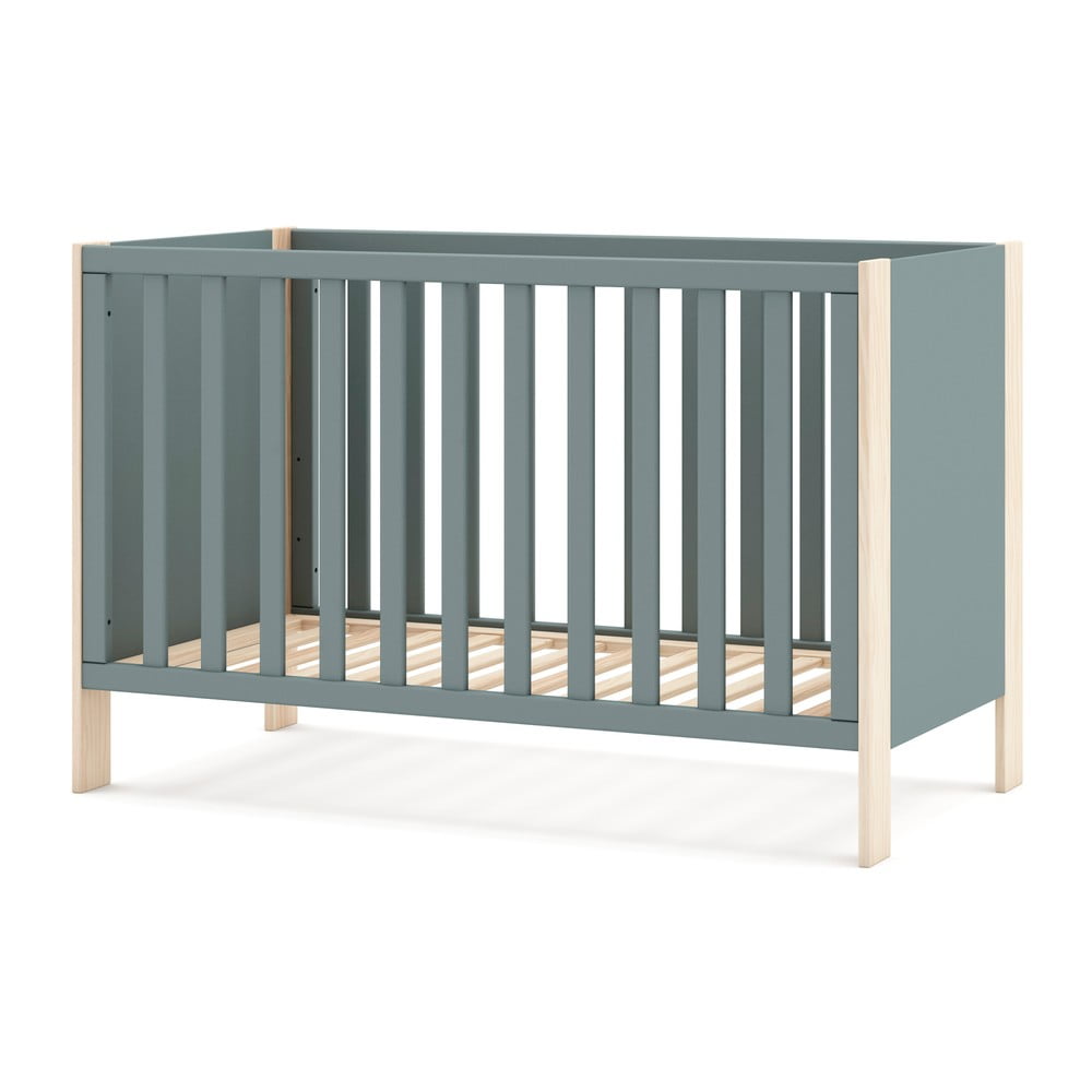 Natúr színű-szürkészöld babaágy 60x120 cm Esteban – Marckeric