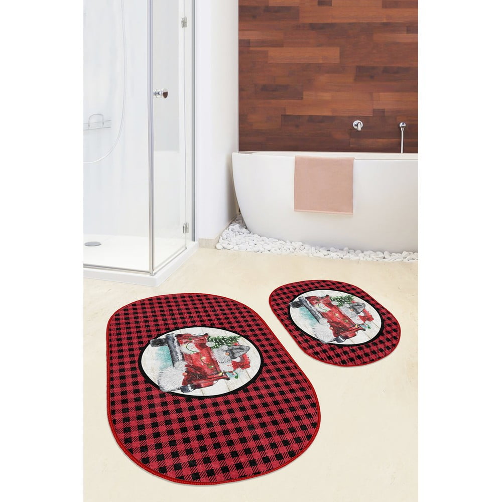 Piros-fekete fürdőszobai kilépő szett 2 db-os 60x100 cm Full Ride – Mila Home