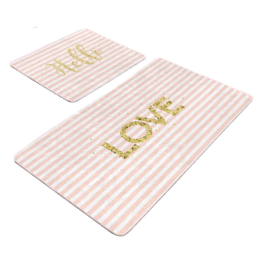 Rózsaszín bársony fürdőszobai kilépő szett 2 db-os 60x100 cm Love – Mila Home
