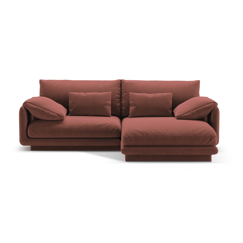 Rózsaszín bársony sarokkanapé (jobb oldali-heverő résszel) Torino – Micadoni