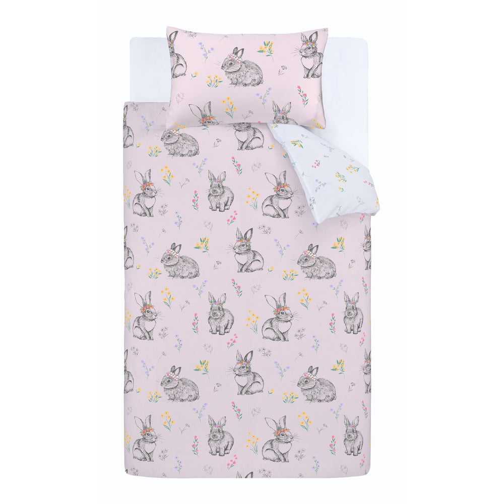 Rózsaszín kétszemélyes gyerek ágyneműhuzat 200x200 cm Bunny Tails Ditsy Flowers – Catherine Lansfield