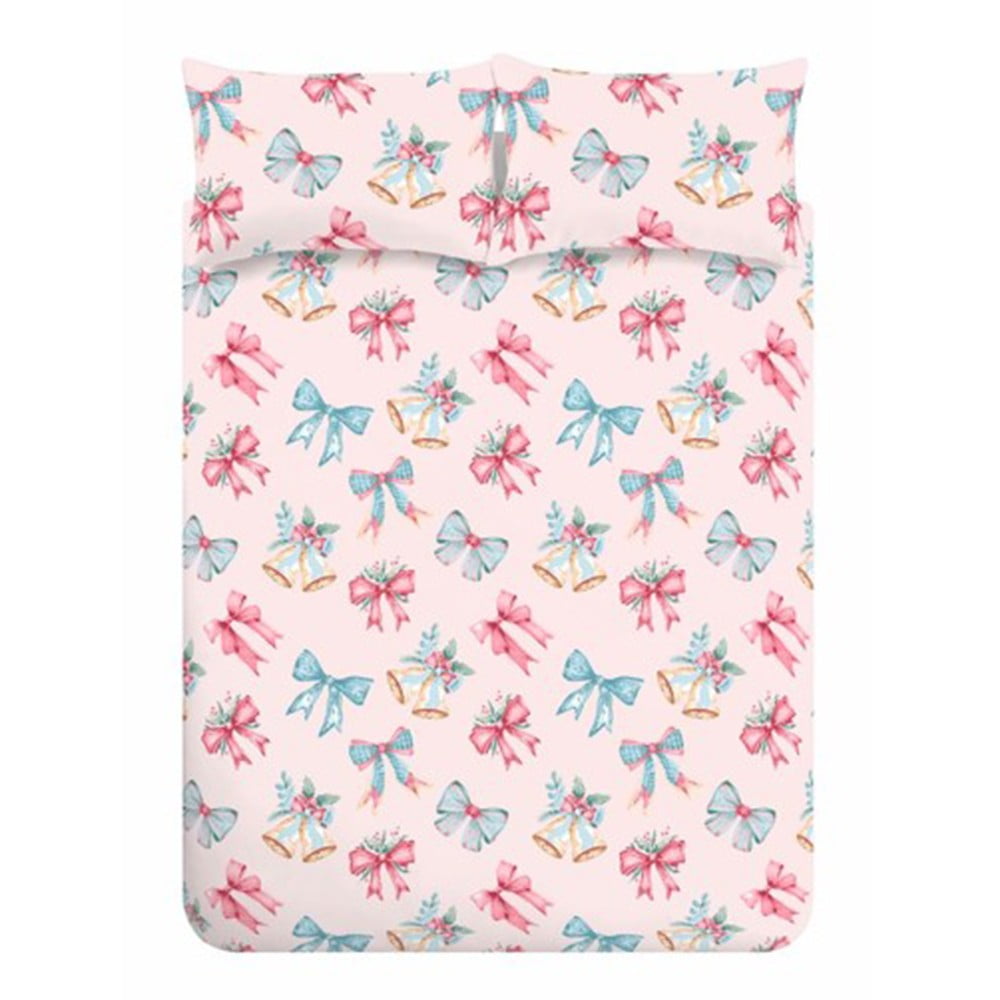 Rózsaszín kétszemélyes-hosszabbított ágyneműhuzat 230x220 cm Bows And Bells – Catherine Lansfield
