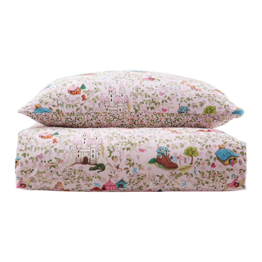 Rózsaszín kétszemélyes pamut gyerek ágyneműhuzat 200x200 cm Fairytale – Belle & Boo