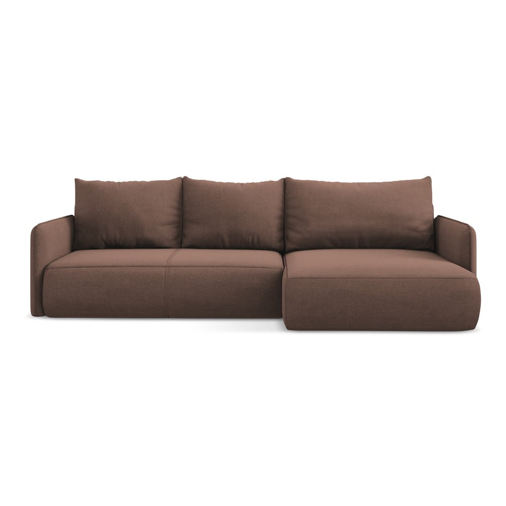 Rózsaszín kinyitható-tárolóhelyes sarokkanapé (jobb oldali) Nanea – Makamii