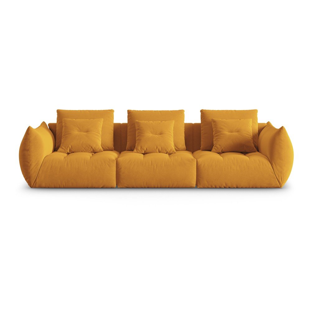 Sárga bársony kanapé 332 cm Bloom – Micadoni