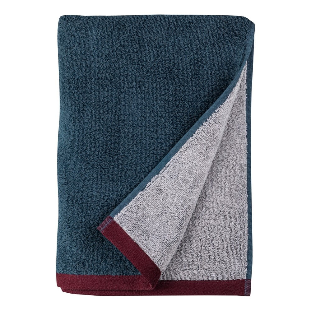 Sötétkék-szürke frottír bio pamut fürdőlepedő 70x133 cm Soft – Mette Ditmer Denmark