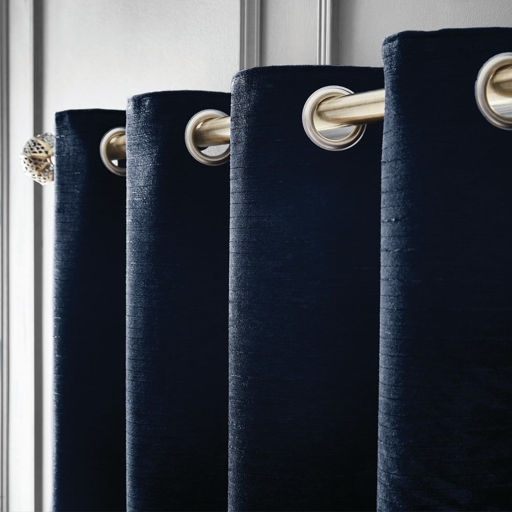 Sötétkék zsenília termo függöny szett 2 db-os 168x183 cm Selene Luxury Chenille – Hyperion