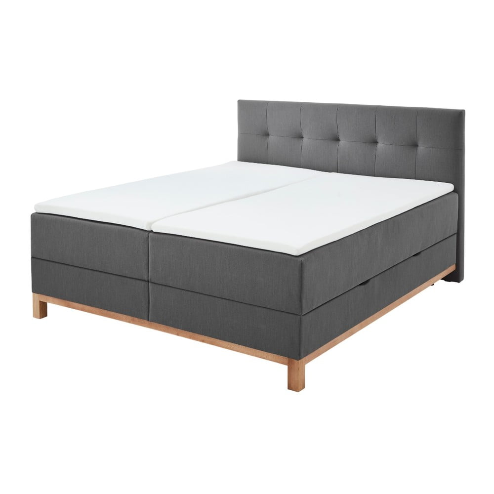 Sötétszürke boxspring ágy tárolóhellyel 180x200 cm Catania - Meise Möbel