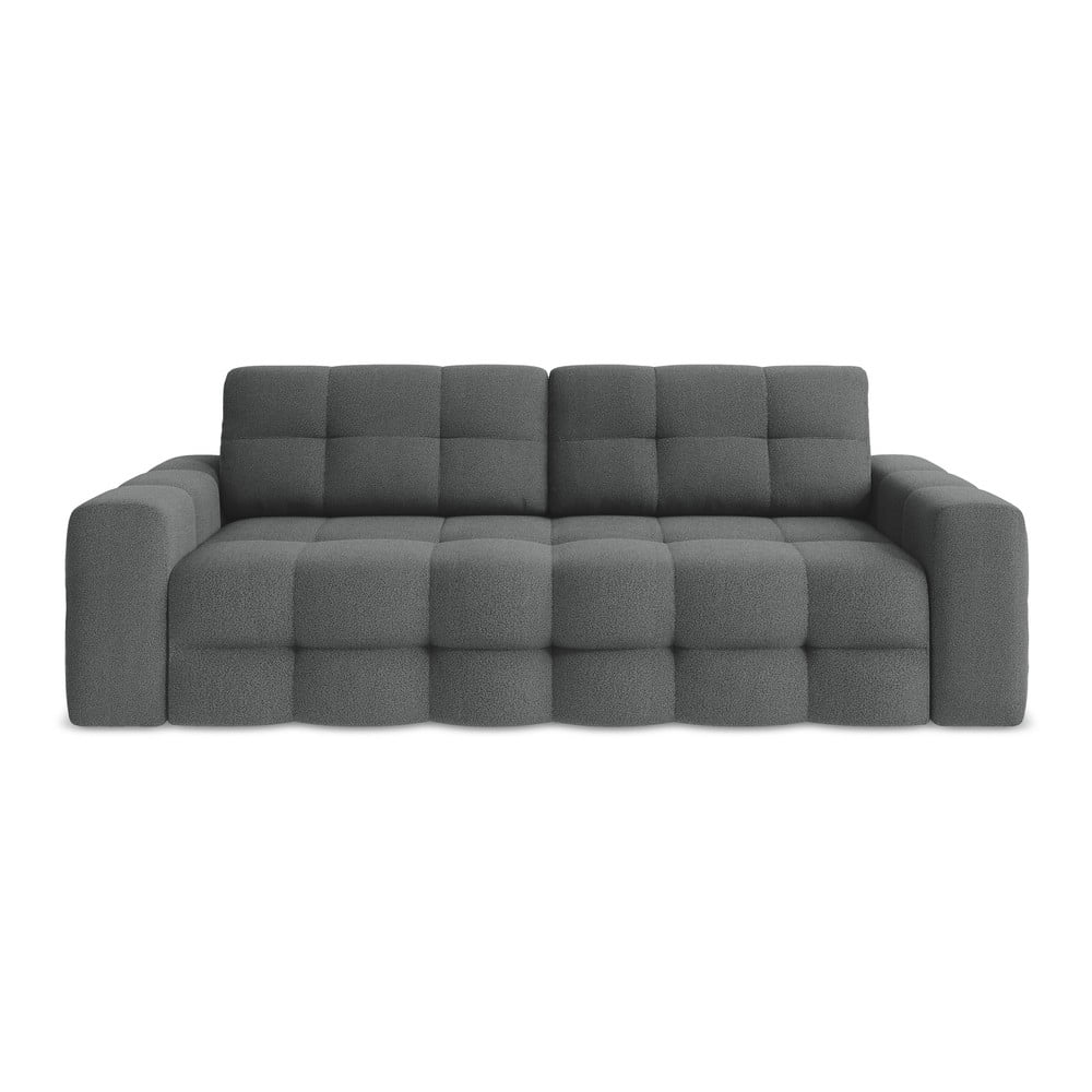 Sötétszürke buklé kinyitható kanapé 255 cm Milu – Makamii