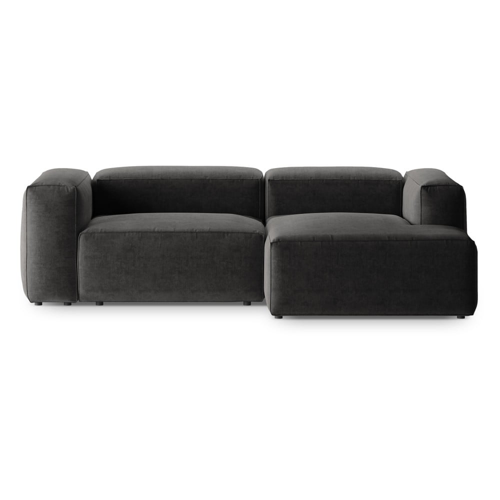 Sötétszürke sarokkanapé (jobb oldali-heverő résszel) Bergano – Cosmopolitan Design