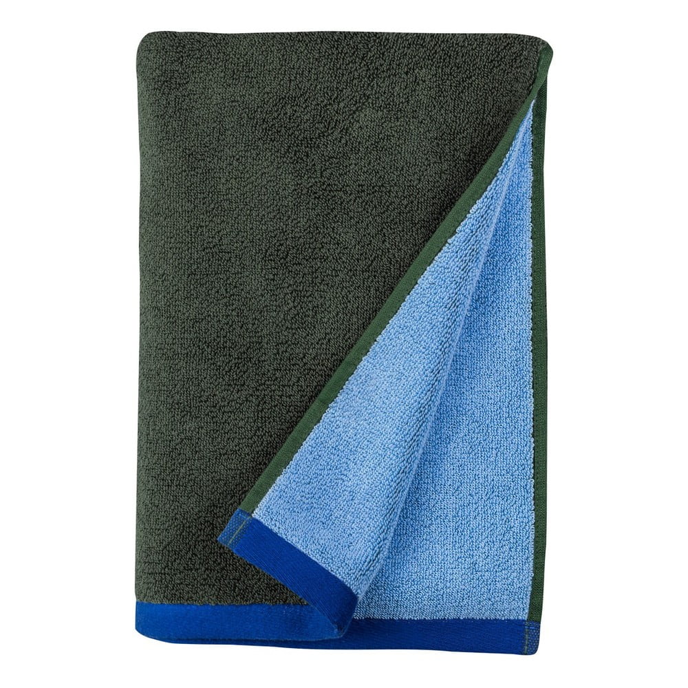 Sötétzöld-kék frottír bio pamut törölköző 50x90 cm Soft – Mette Ditmer Denmark