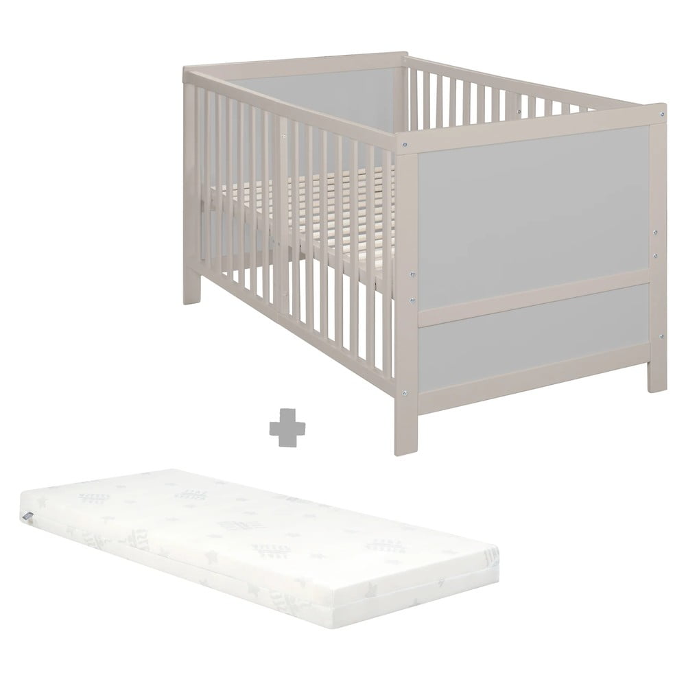 Szürke babaágy állítható magassággal 70x140 cm Easy Sleep – Roba