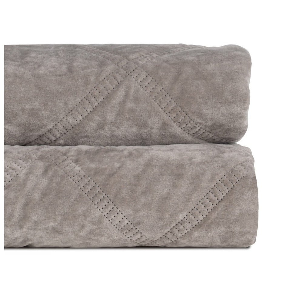 Szürke bársony steppelt ágytakaró 180x260 cm – Ixia
