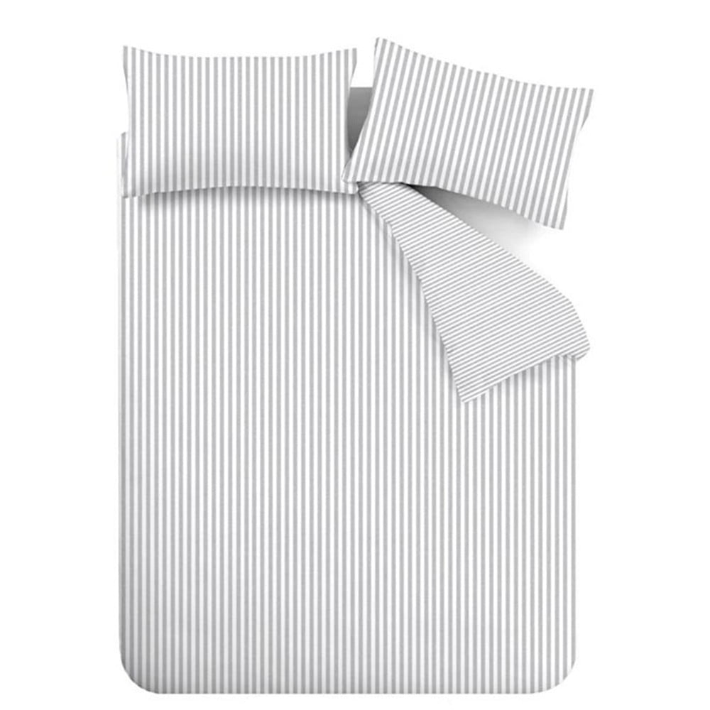 Szürke kétszemélyes-hosszabbított flanel ágyneműhuzat 230x220 cm Stripe – Catherine Lansfield