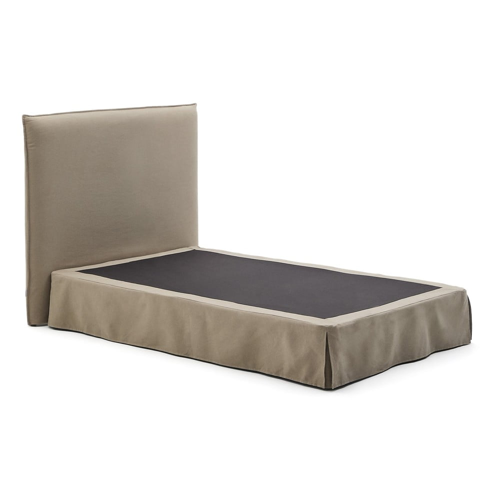 Szürkésbarna kárpitozott egyszemélyes ágy 90x200 cm Jaira – Kave Home