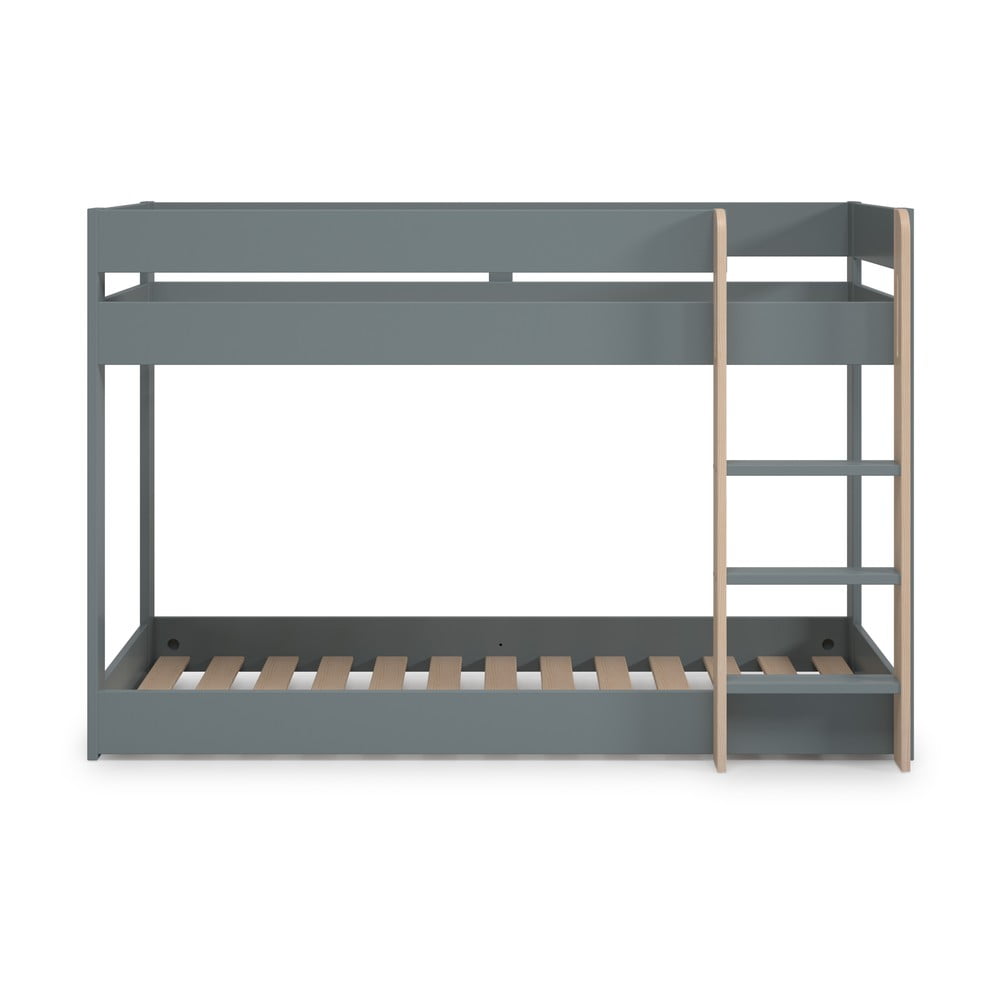 Szürkészöld emeletes gyerekágy ágyráccsal 90x190 cm Angel – Marckeric