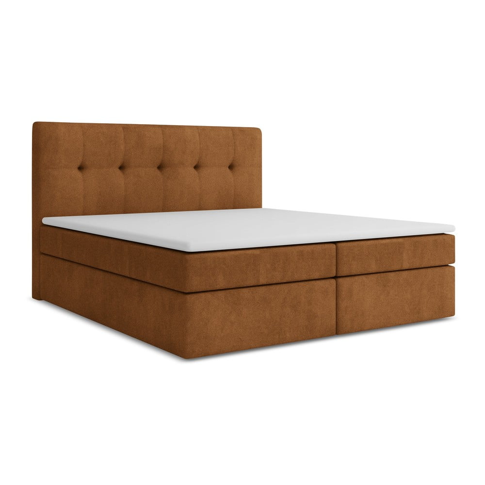 Terrakotta színű ágyneműtartós boxspring ágy 180x200 cm Palta – Makamii