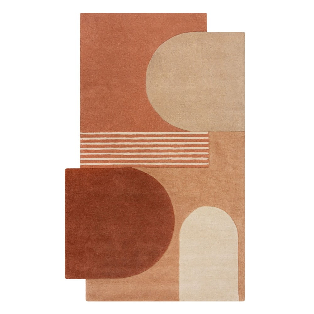 Terrakotta színű kézi szövésű gyapjú szőnyeg 120x180 cm Lozenge Terracotta – Flair Rugs