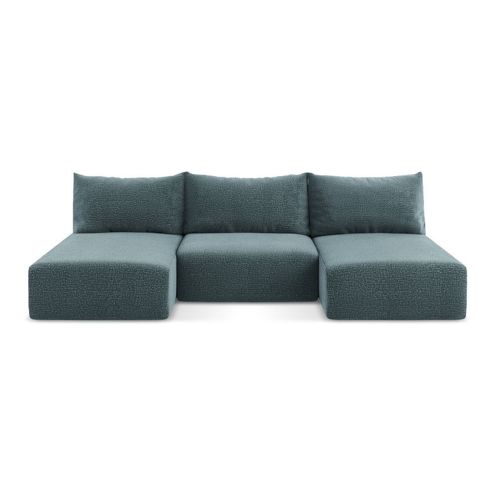 Türkiz kinyitható-tárolóhelyes sarokkanapé Kalena – Makamii