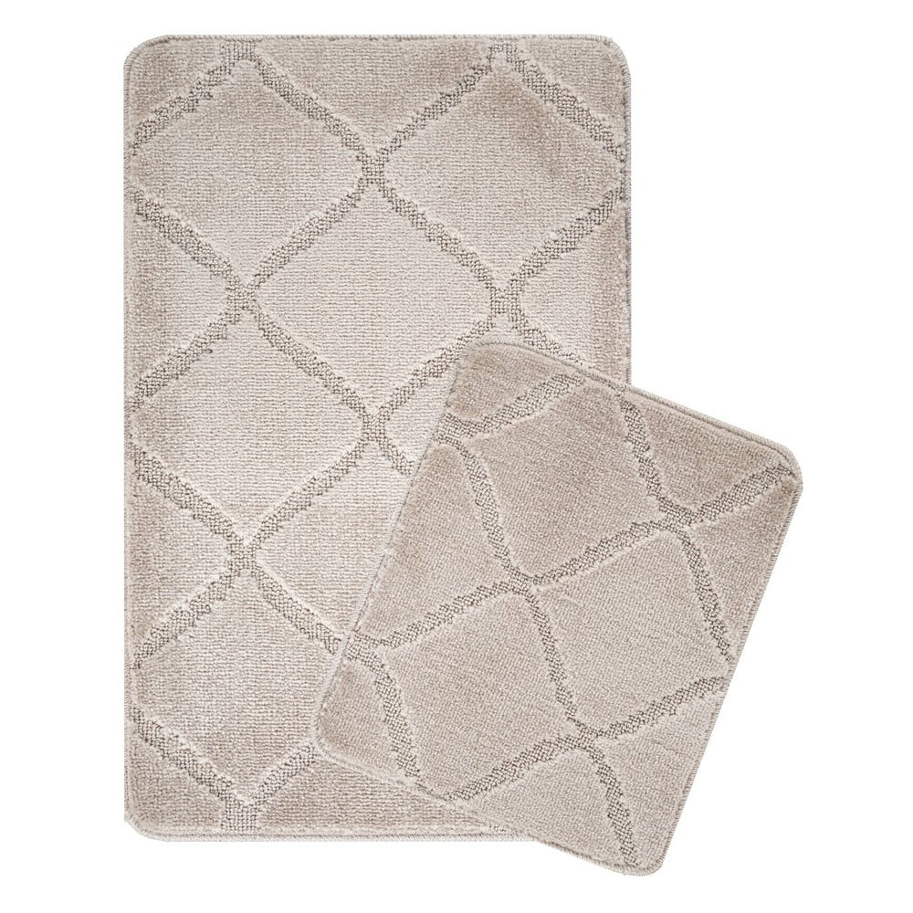 Világosbarna fürdőszobai kilépő szett 2 db-os 50x80 cm Cizgili – Foutastic