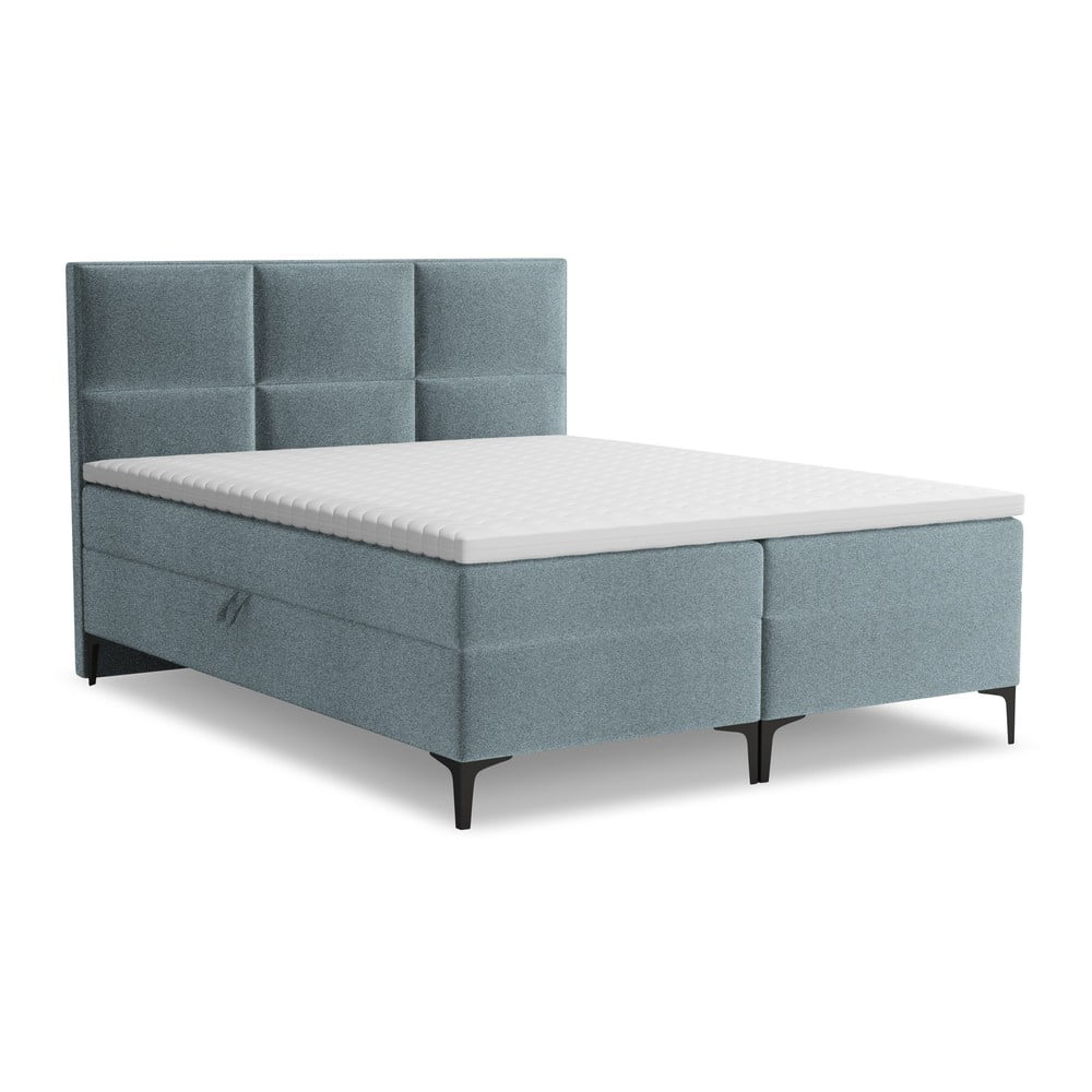 Világoskék ágyneműtartós boxspring ágy 140x200 cm Pakalana – Makamii