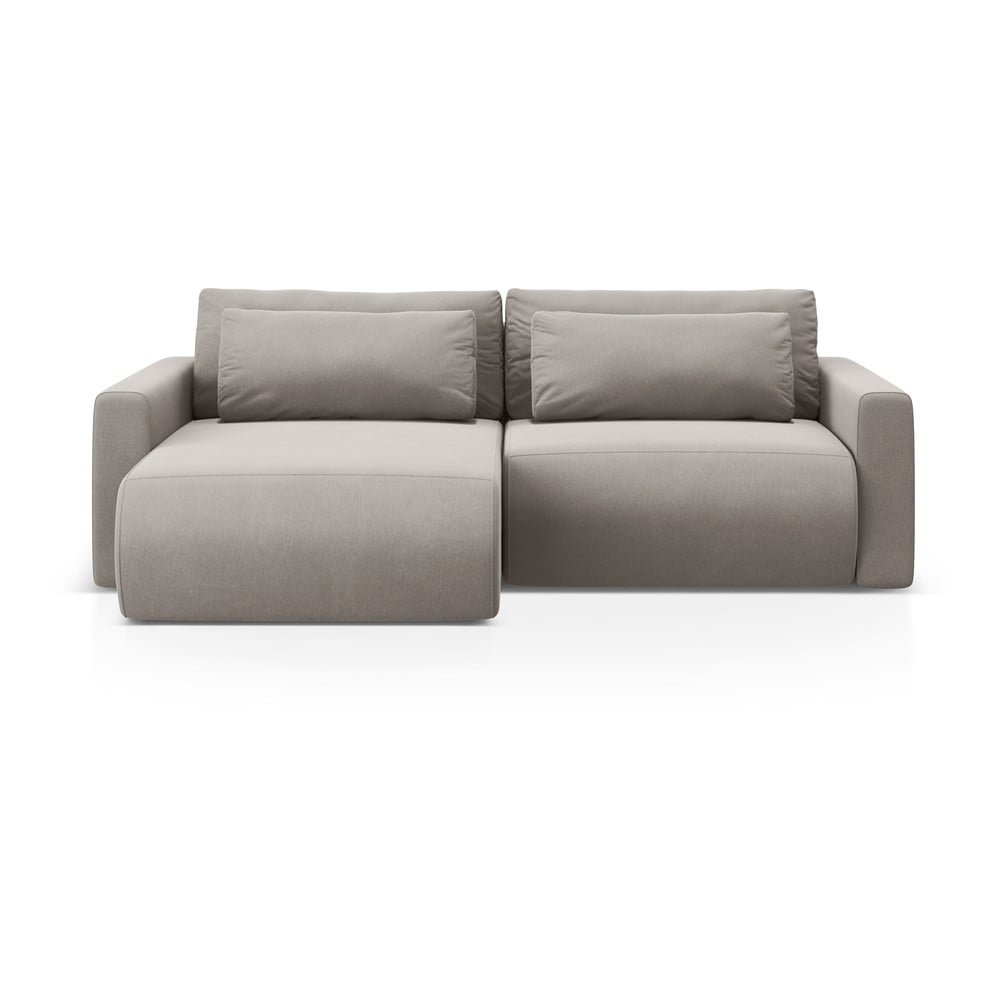 Világosszürke bársony kinyitható tárolóhelyes sarokkanapé Belfast – Cosmopolitan Design