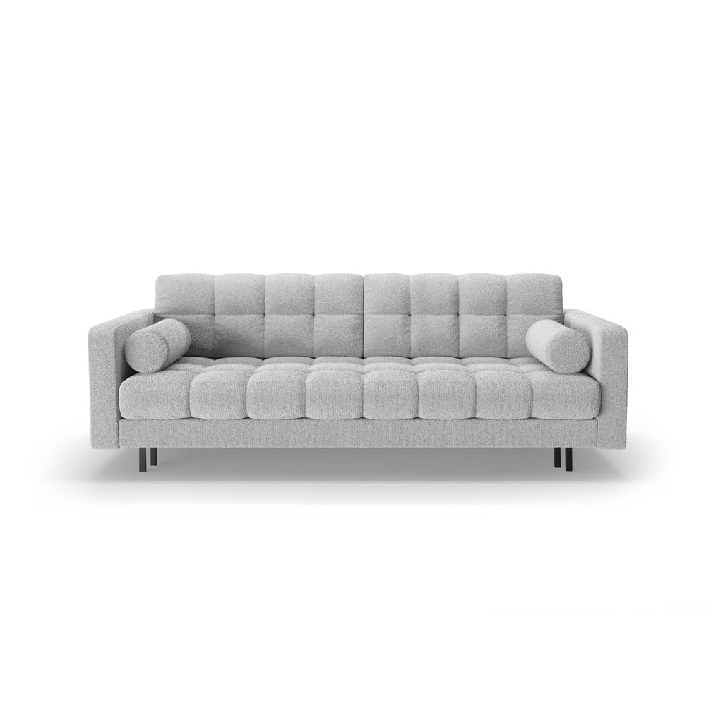 Világosszürke buklé kinyitható tárolóhelyes kanapé 222 cm Bali – Cosmopolitan Design