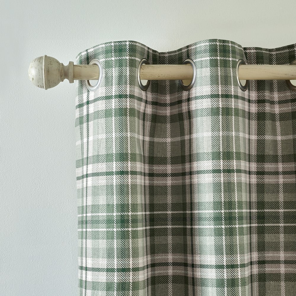 Zöld flanel termo függöny szett 2 db-os 168x137 cm Cullen Thermal Check – Catherine Lansfield