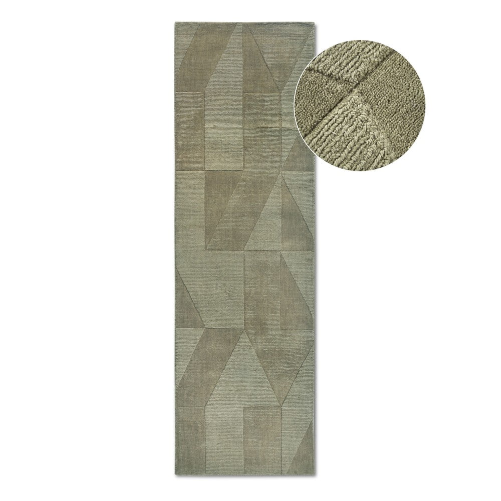 Zöld kézi szövésű gyapjú futószőnyeg 80x250 cm Ursule – Villeroy&Boch